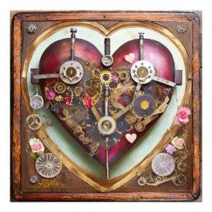 Impression Photo Buff Red Heart Steampunk Series