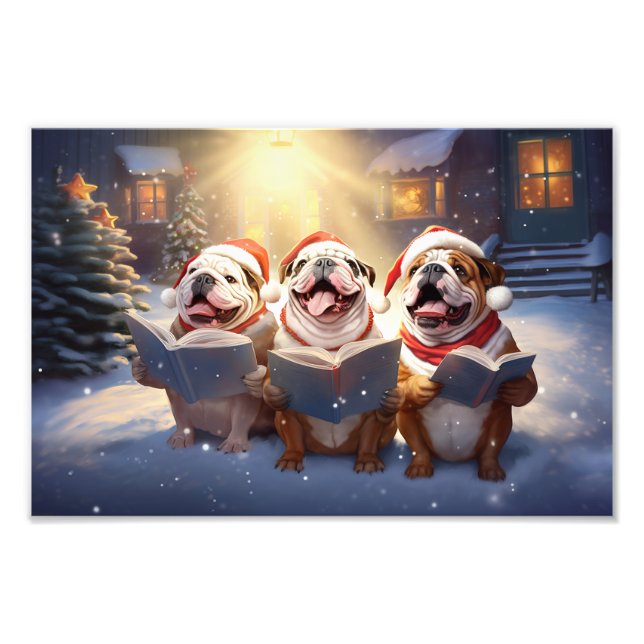 Impression Photo Bulldogs Noël Festive de Noël (Devant)