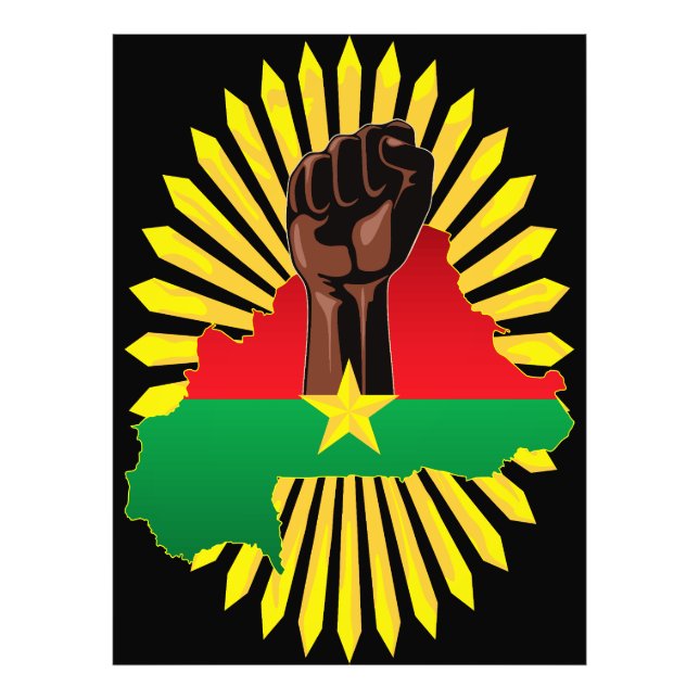 Impression Photo Burkina Faso Carte, drapeau et première révolution (Devant)