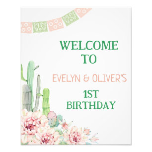 Impression Photo Cactus Twin One Prickly Pair Affiche de bienvenue