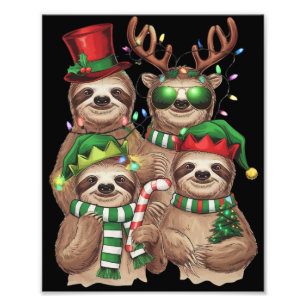 Impression Photo Cadeau de Noël de paresseux Joyeux Slothmas Amoure