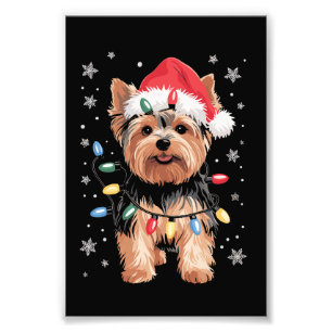 Impression Photo Cadeau de Noël de Yorkie Chien de Noël Long