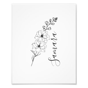 Impression Photo Cadeau personnalisé juillet Fleur de naissance Del