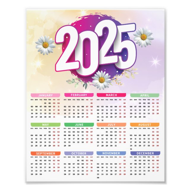 Impression Photo Calendrier 2025 Aquarelle Florale Fleurs (Devant)