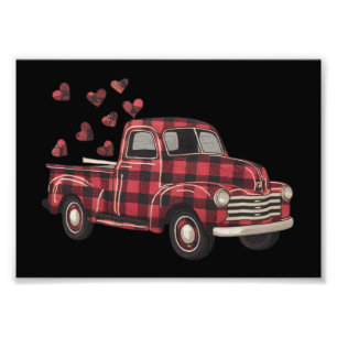 Impression Photo Camion de la Saint-Valentin Funny Buffalo Plaid Le