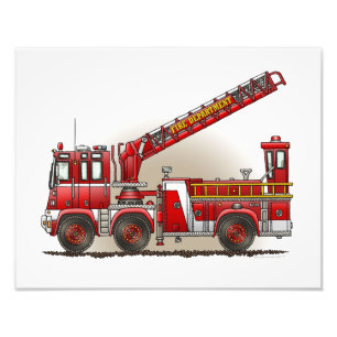 Impression Photo Camion de pompiers de crochet et d'échelle