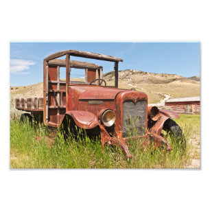 Impression Photo Camion vintage avec lit en bois - Antique