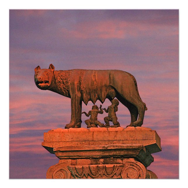 Impression Photo Capitoline Wolf Rome Symbole Mythe Bronze Sculptur (Devant)