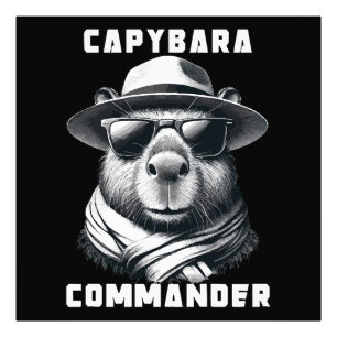 Impression Photo Capybara Avec Lunettes de Soleil Capy Commandant