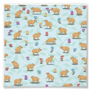 Impression Photo Capybara et mushroom pattern