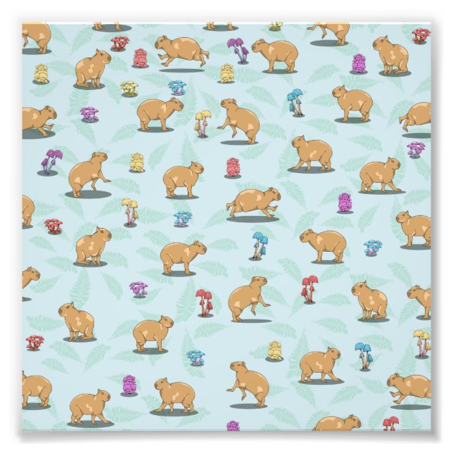 Impression Photo Capybara et mushroom pattern (Devant)