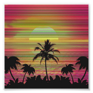Impression Photo Caraïbes Sunset Vaporwave esthétique Rétro 80s 90s