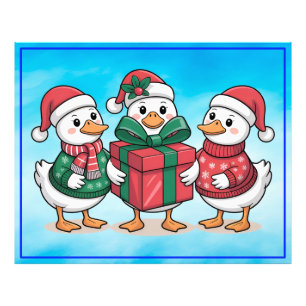 Impression Photo Caricature de canards de Noël mignons Art-68105