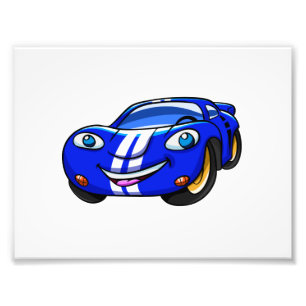 Impression Photo Caricature de course bleu Supercar Choisir la coul