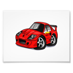Impression Photo Caricature de supercar rouge - Choisir la couleur 