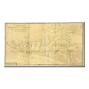 Impression Photo Carte de collines de John du New Jersey 1781 du