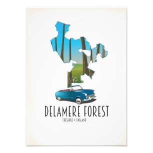 Impression Photo carte de la forêt de Delamere Cheshire Angleterre