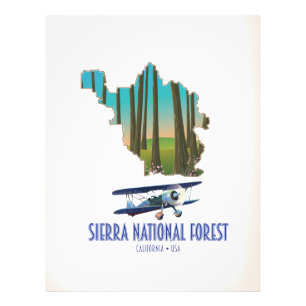 Impression Photo carte de la forêt nationale de Sierra Californie É