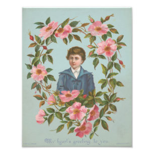 Impression Photo Carte de la Saint-Valentin allemande antique kitsc