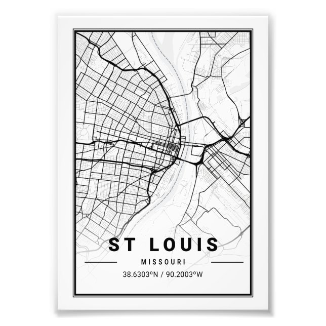 Impression Photo Carte de la ville de St Louis - Missouri (Devant)