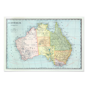 Impression Photo Carte de l'Australie avec les villes et les routes