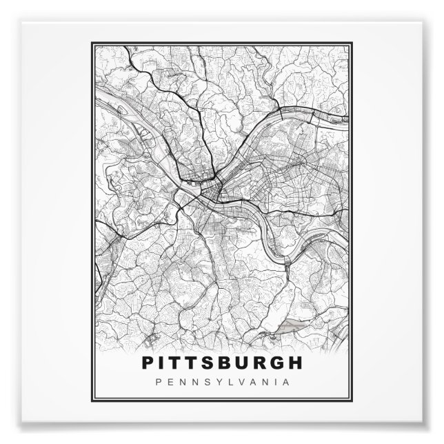 Impression Photo Carte de Pittsburgh (Devant)