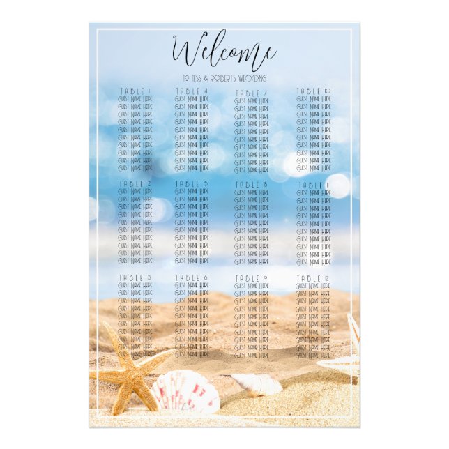 Impression Photo Carte de siège Mariage de photos de plage Imprimer (Devant)