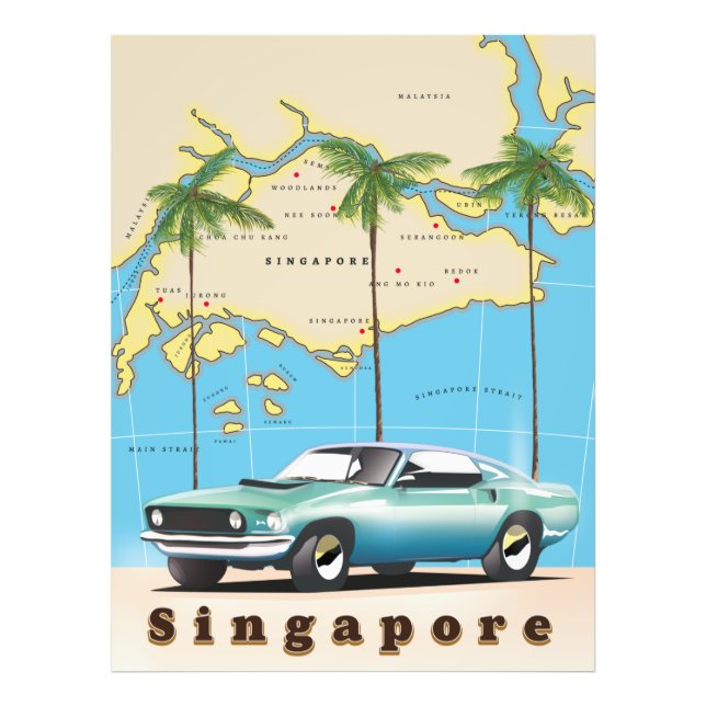 Impression Photo carte de Singapour (Devant)