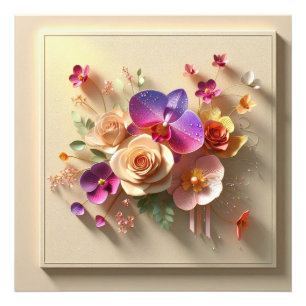 Impression Photo Carte de voeux 3D Spring Blossoms - Roses dynamiqu