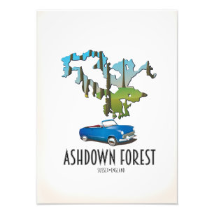 Impression Photo carte de voyage carte de voyage de la forêt de ash