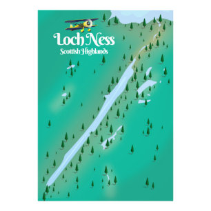 Impression Photo Carte de voyage des Highlands écossais Loch Ness