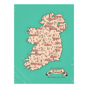Impression Photo Carte de voyage illustrée d'Irlande
