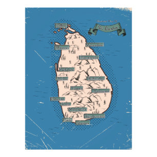 Impression Photo Carte de voyage illustrée du Sri Lanka
