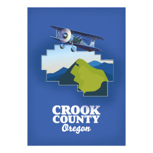 Impression Photo carte du comté de Crook Oregon