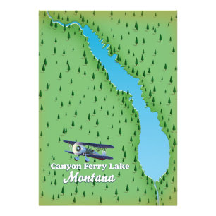 Impression Photo Carte du lac Canyon Ferry Montana