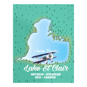 Impression Photo carte du lac St Clair USA Canada