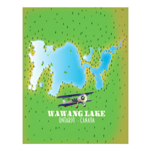 Impression Photo Carte du lac Wawang Ontario Canada