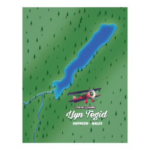 Impression Photo Carte du Llyn Tegid Pays de Galles.