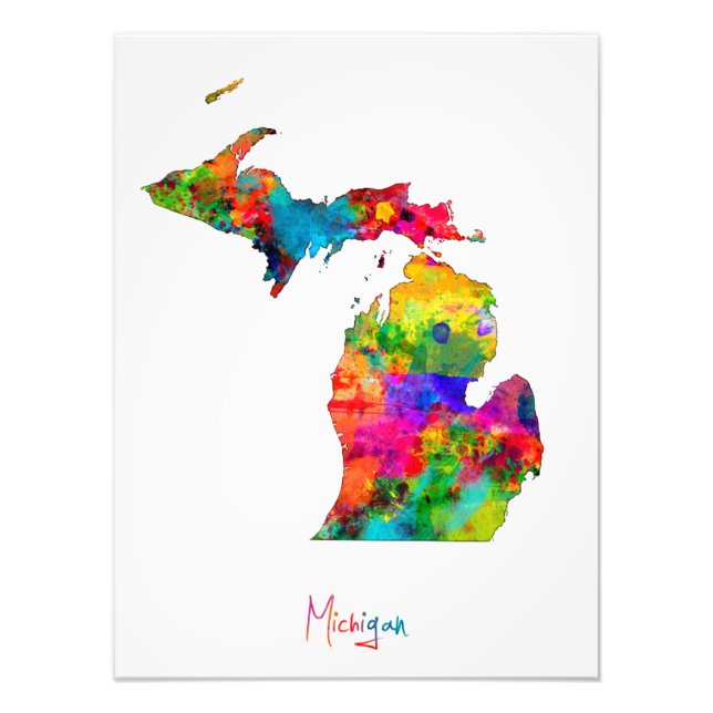 Impression Photo Carte du Michigan (Devant)