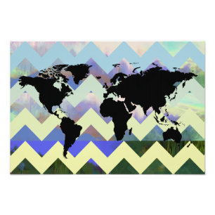 Impression Photo Carte du monde abstraite du chevron