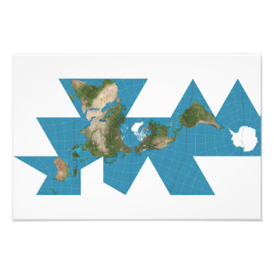 Impression Photo Carte du monde Dymaxion ou projection de la carte 