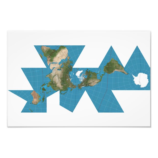 Impression Photo Carte du monde Dymaxion ou projection de la carte  (Devant)
