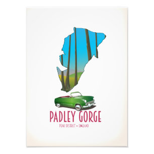 Impression Photo Carte du Padley Gorge peak district Angleterre