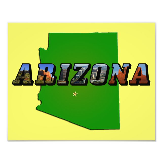 Impression Photo Carte et texte de l'image de l'Arizona (Devant)