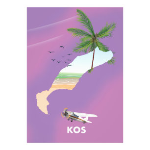Impression Photo Carte illustrée de Kos Grèce.