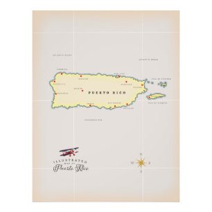 Impression Photo Carte illustrée de la Jamaïque.