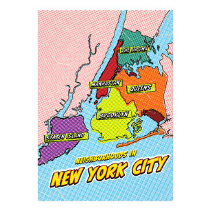 Impression Photo Carte illustrée de New York dans le style Pop Art