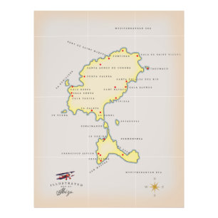Impression Photo Carte illustrée d'Ibiza