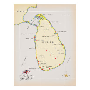 Impression Photo Carte illustrée du Sri Lanka