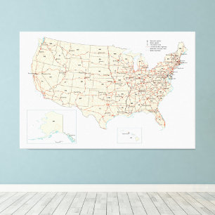 Impression Photo Carte routière des autoroutes américaines États-Un